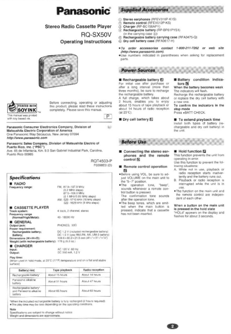 Panasonic RQ-SX50V operating instructions