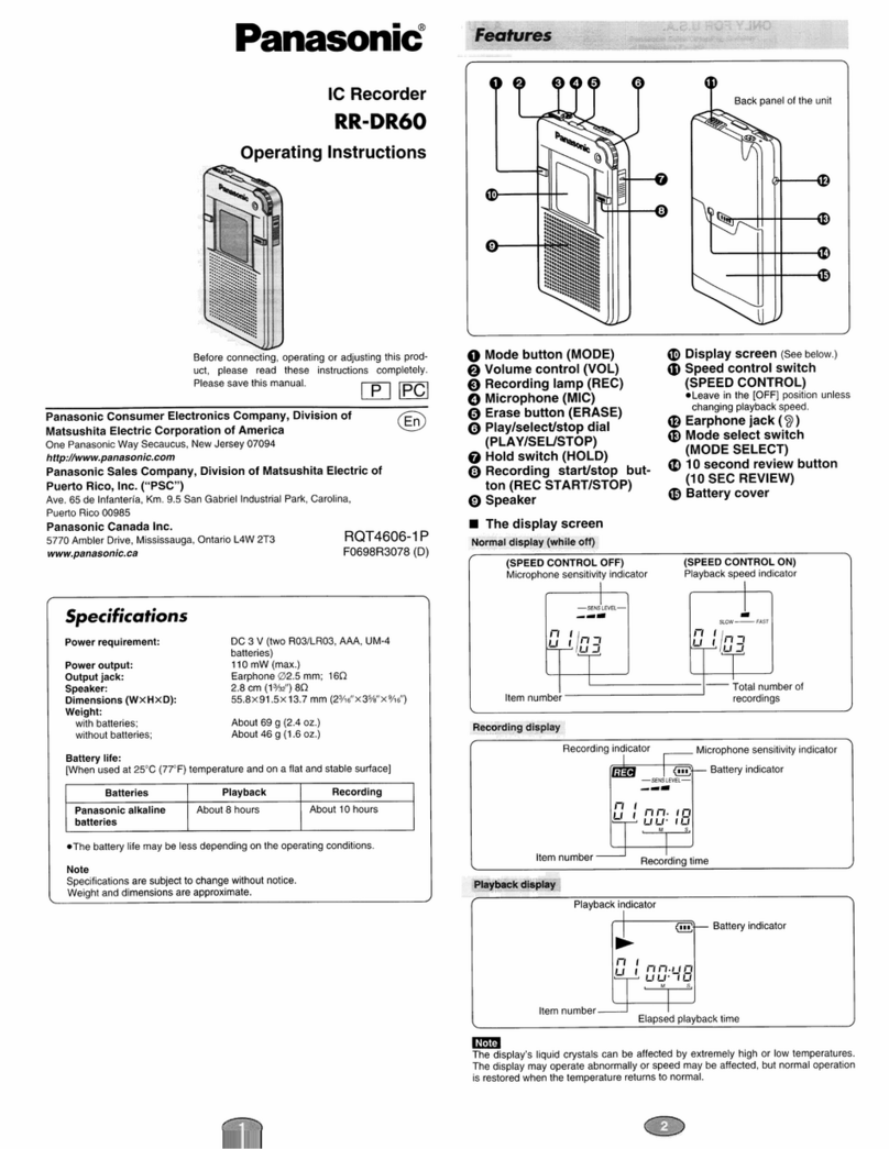 Panasonic RR-DR60 User manual