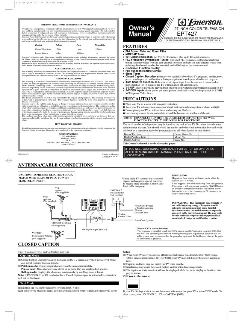 Emerson Emerson EPT427 User manual
