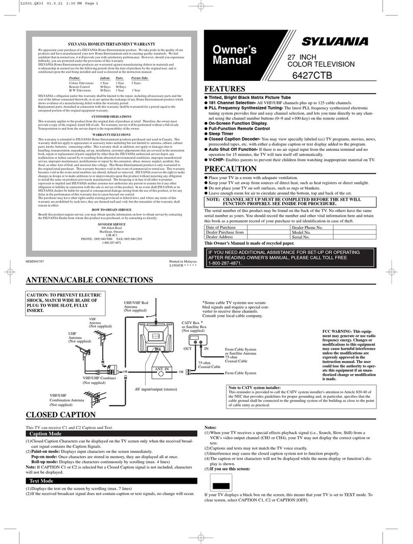 Sylvania Sylvania 6427CTB owner's manual