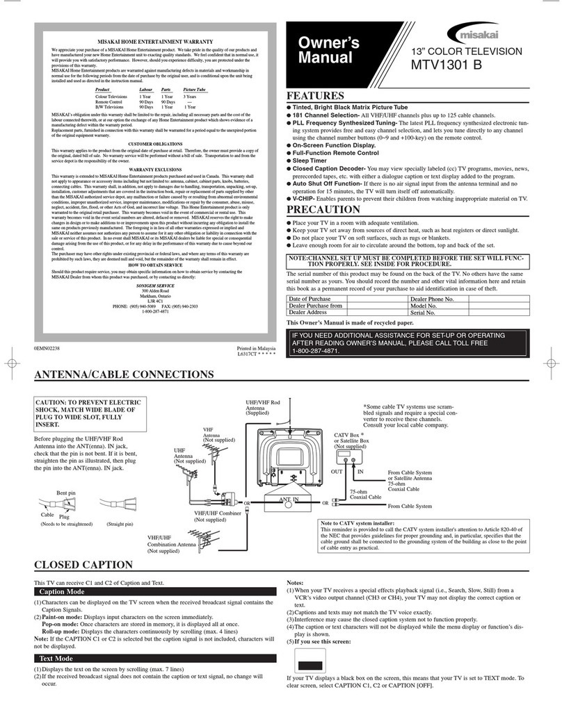 Misakai MTV1301 B User manual