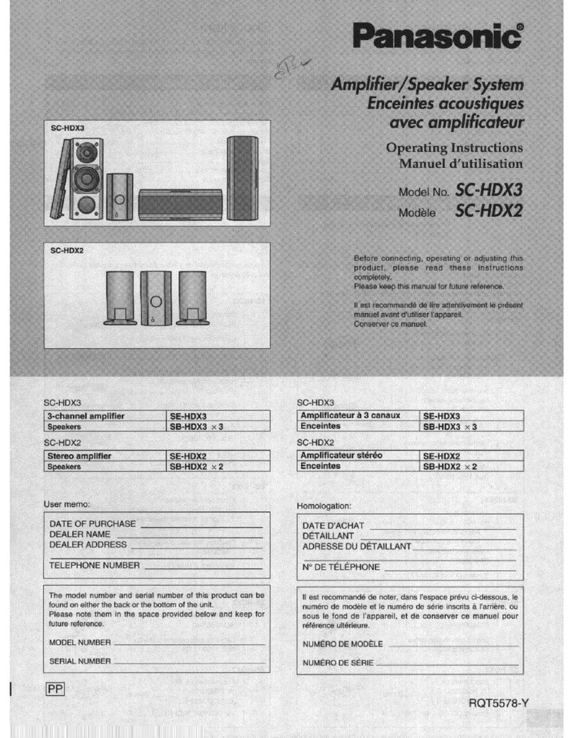 Panasonic SCHDX3 - AMPLIFIER SPEAKER SYSTEM operating instructions