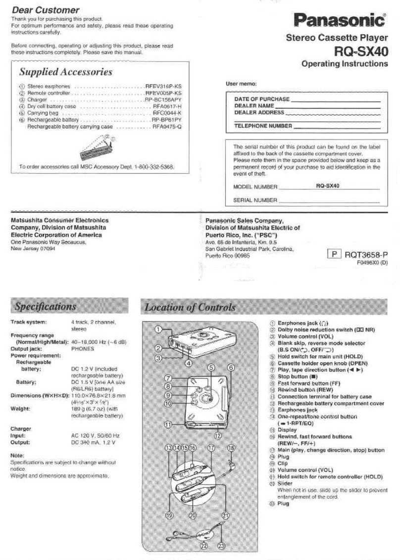 Panasonic RQ-SX40 operating instructions