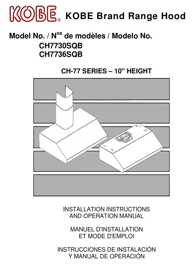 KOBE CH7730SQB Installation instructions and operation manual