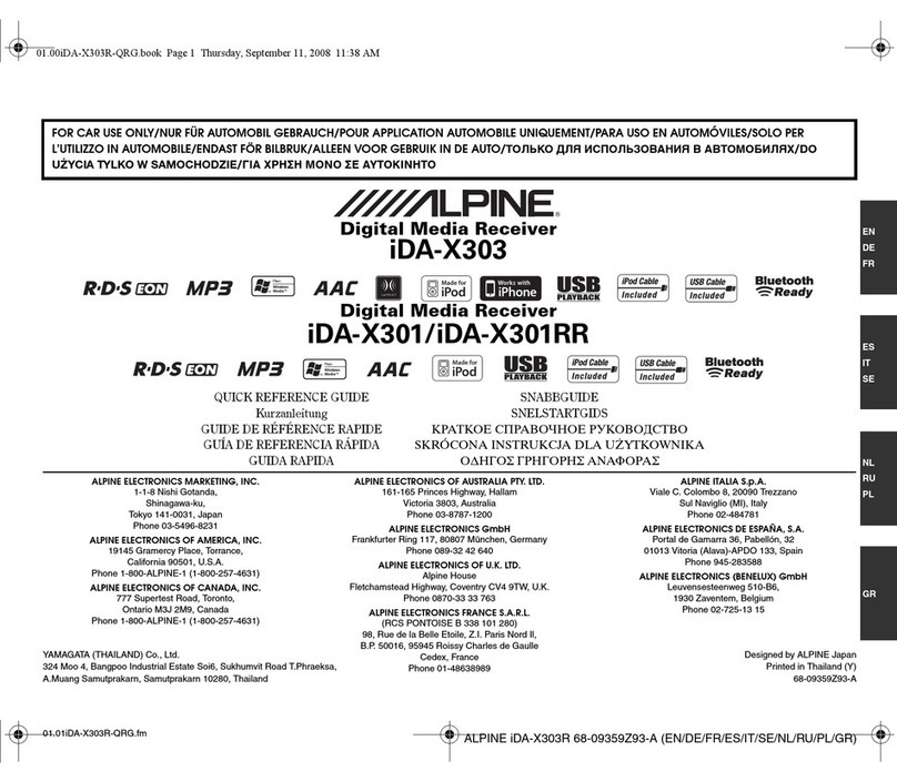 Alpine IDA-X303 - Radio / Digital Player User manual