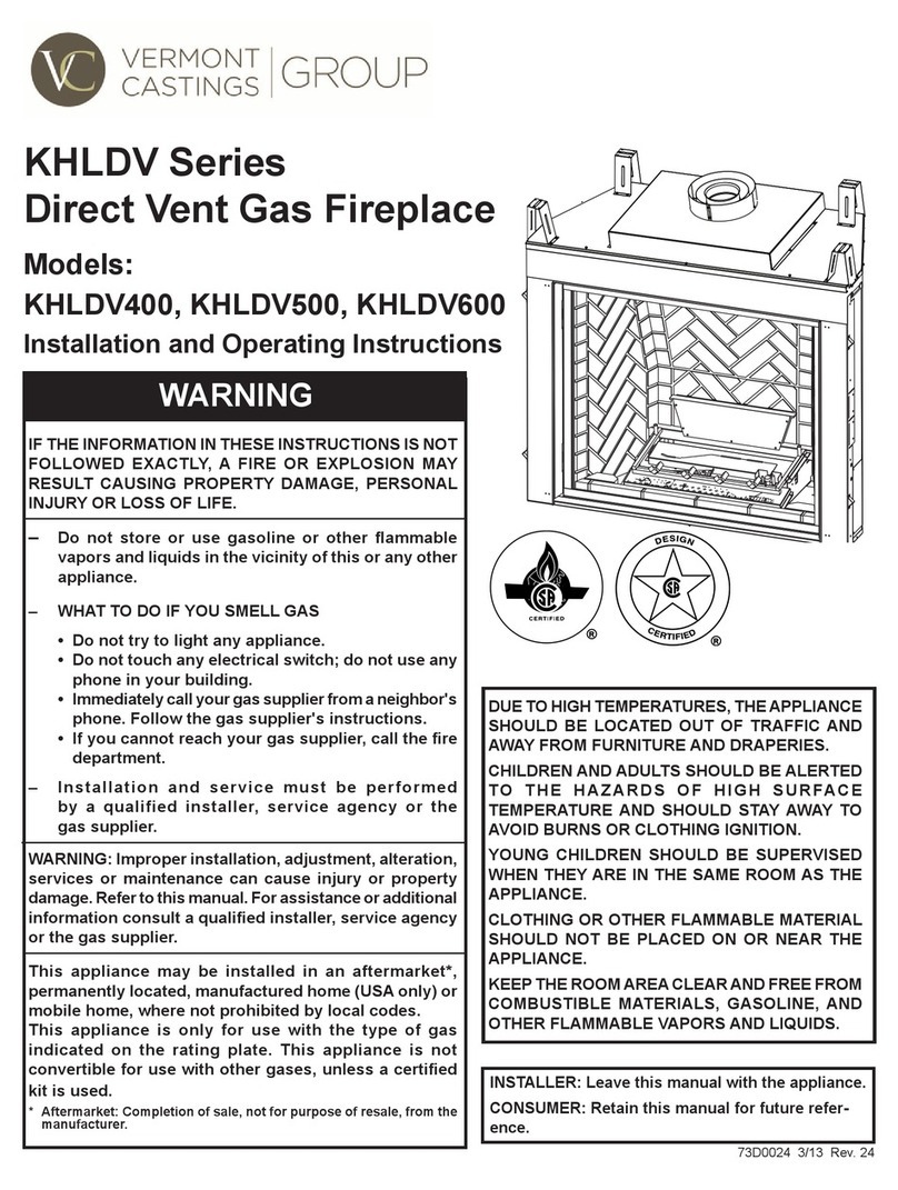 Vermont Castings KHLDV400 Installation and operating instructions