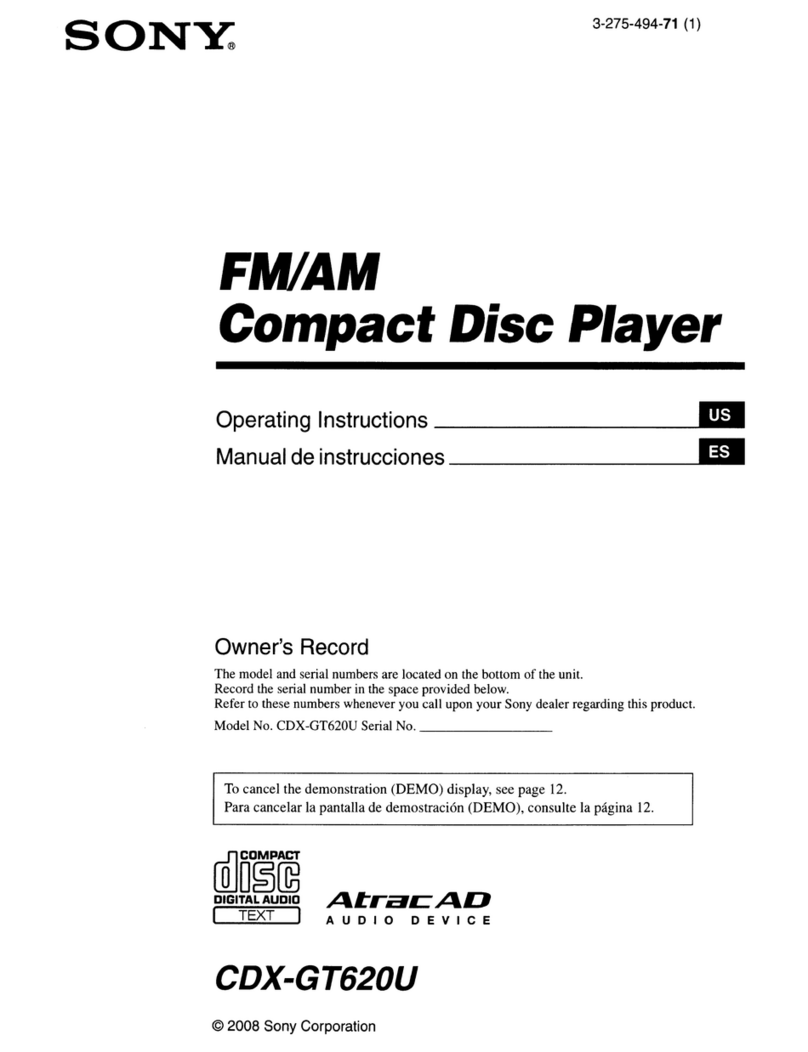 Sony GT620U - CDX Radio / CD operating instructions
