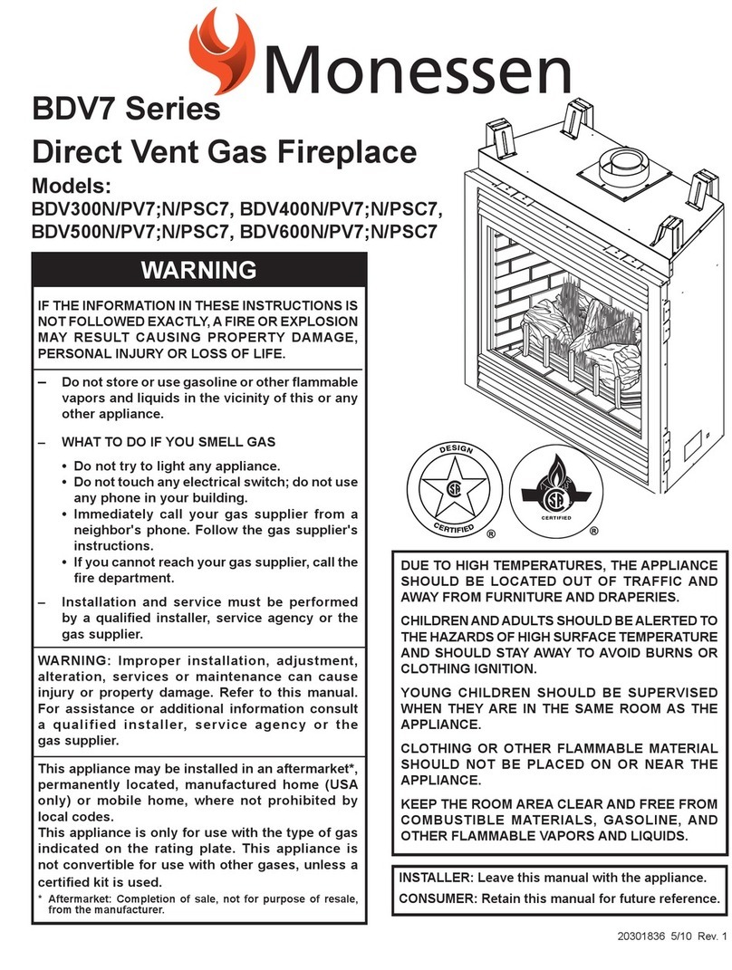 Monessen Hearth BDV300N/PV7 Installation and operation instructions Monessen Hearth BDV300N/PV7 Installation and operation instructions