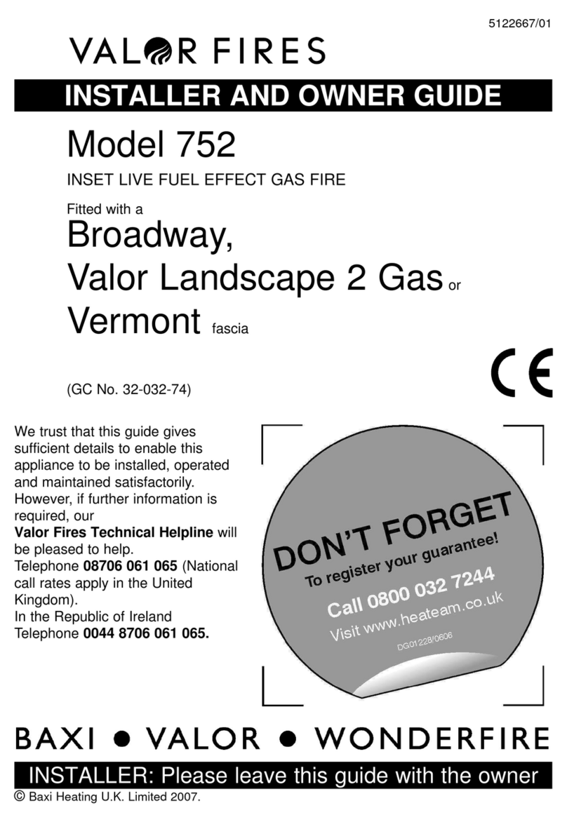 Valor Fires 752 Installer and owner guide Valor Fires 752 Installer and owner guide