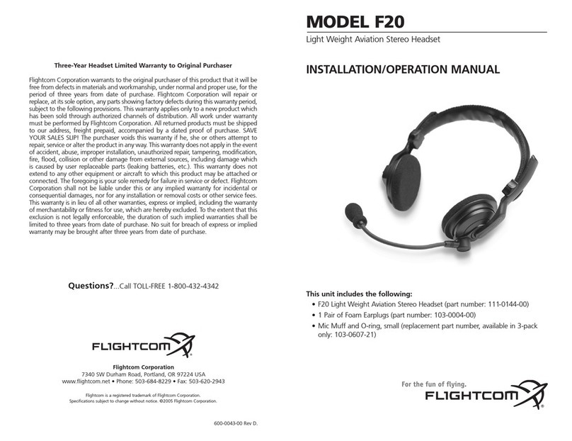Flightcom F20 Installation & operation manual