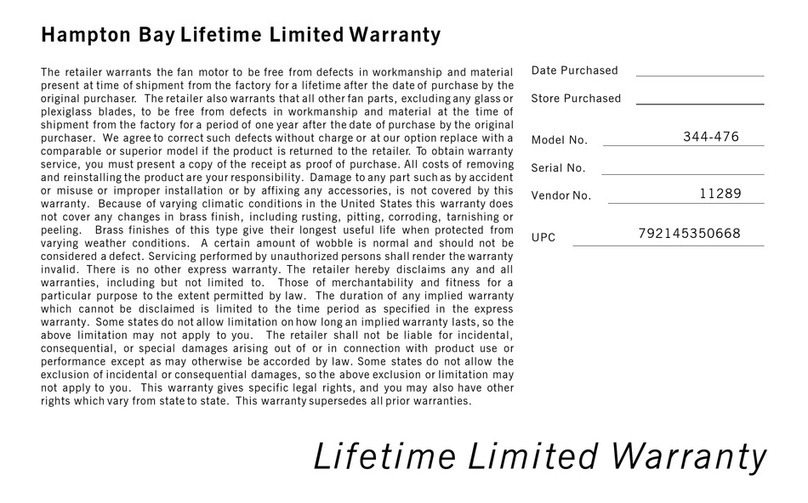 HAMPTON BAY 344-476 User manual HAMPTON BAY 344-476 User manual