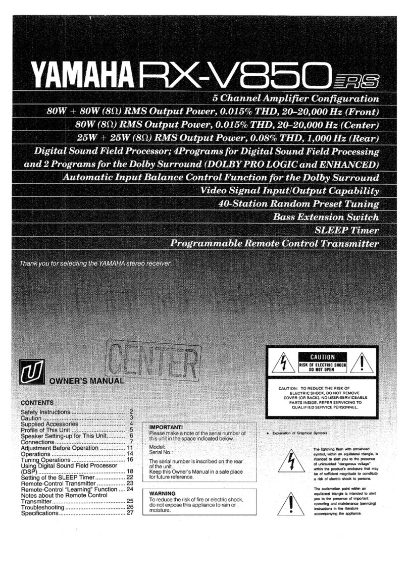 Yamaha RX-V850 owner's manual