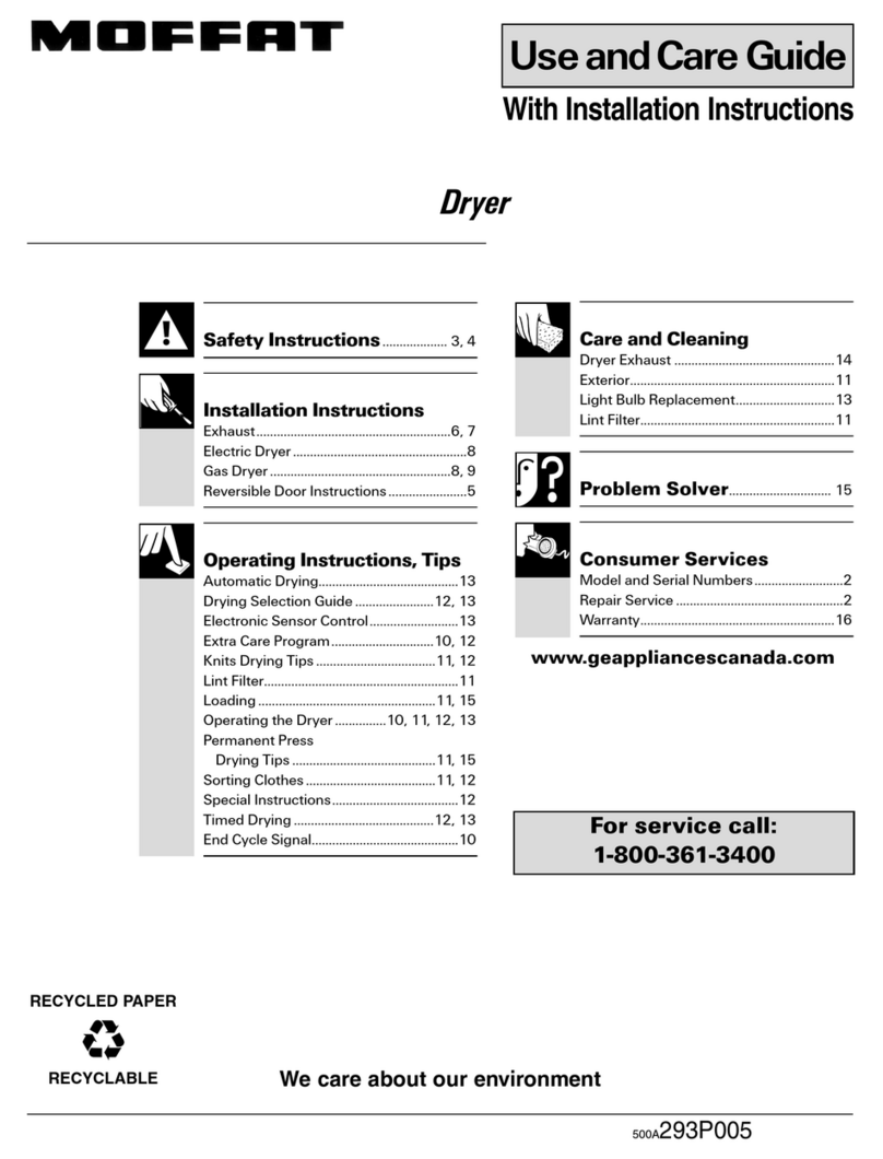 Moffat Dryer Use and care guide Moffat Dryer Use and care guide