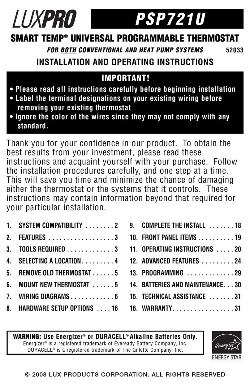 Lux Products SMART TEMP PSP721U User manual
