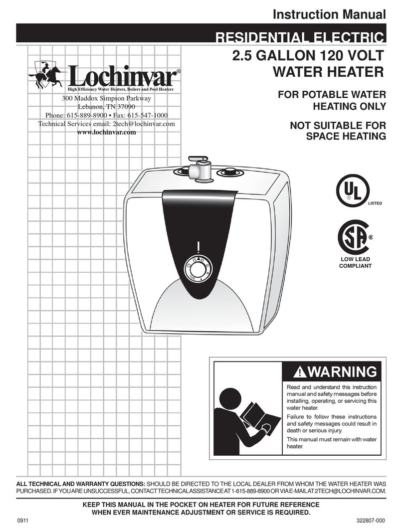 Lochinvar RESIDENTIAL ELECTRIC WATER HEATER User manual