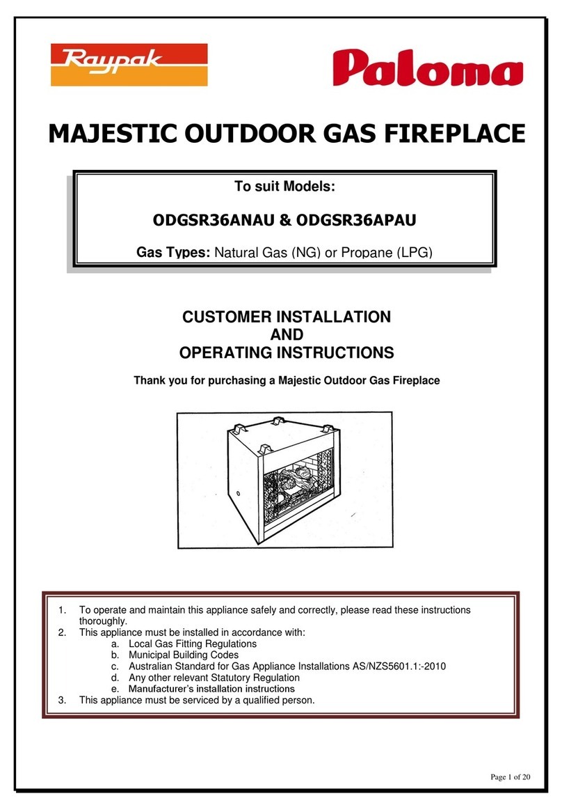 Raypak MAJESTIC ODGSR36ANAU Customer installation and operating instructions Raypak MAJESTIC ODGSR36ANAU Customer installation and operating instructions
