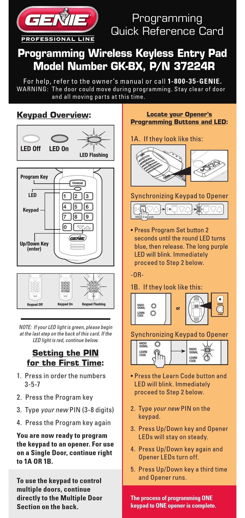 Genie GK-BX Reference guide