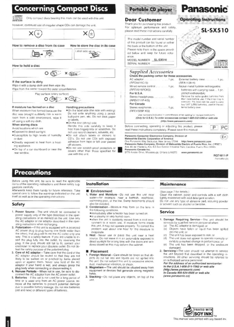 Panasonic SLSX510 - PORT. CD PLAYER User manual Panasonic SLSX510 - PORT. CD PLAYER User manual