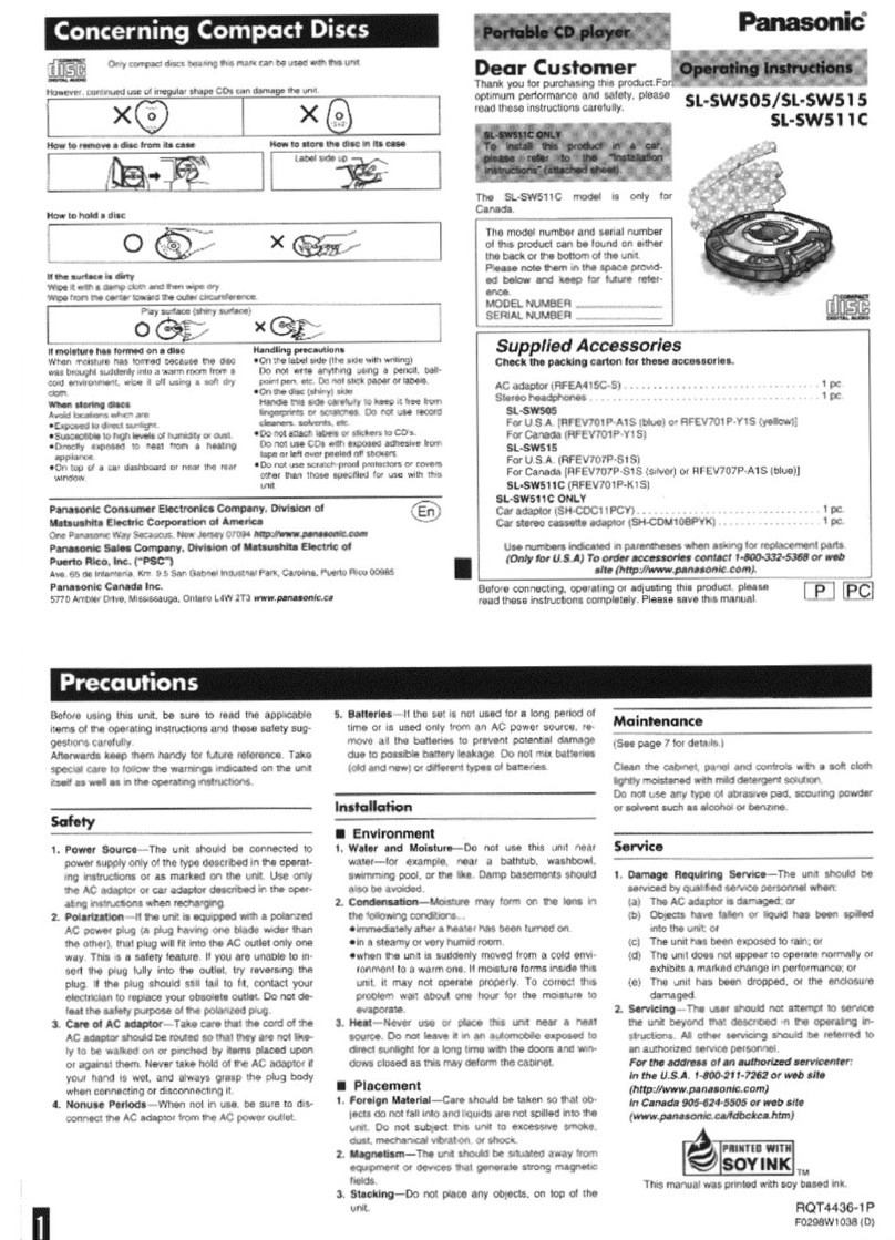 Panasonic SL-SW505 operating instructions