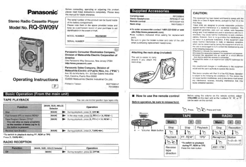 Panasonic RQ-SW09V operating instructions