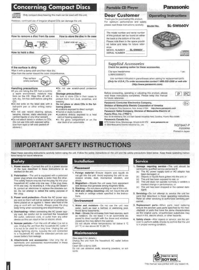 Panasonic SL-SW660V operating instructions
