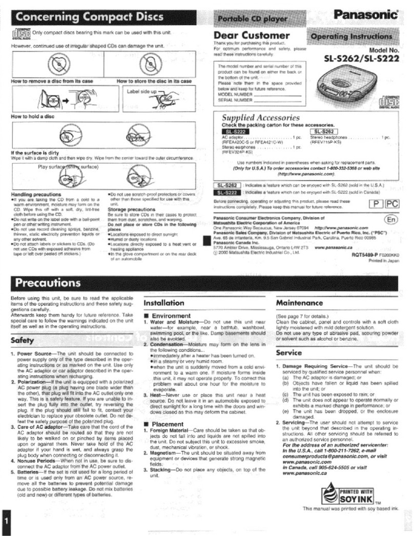 Panasonic SL-S262 User manual Panasonic SL-S262 User manual