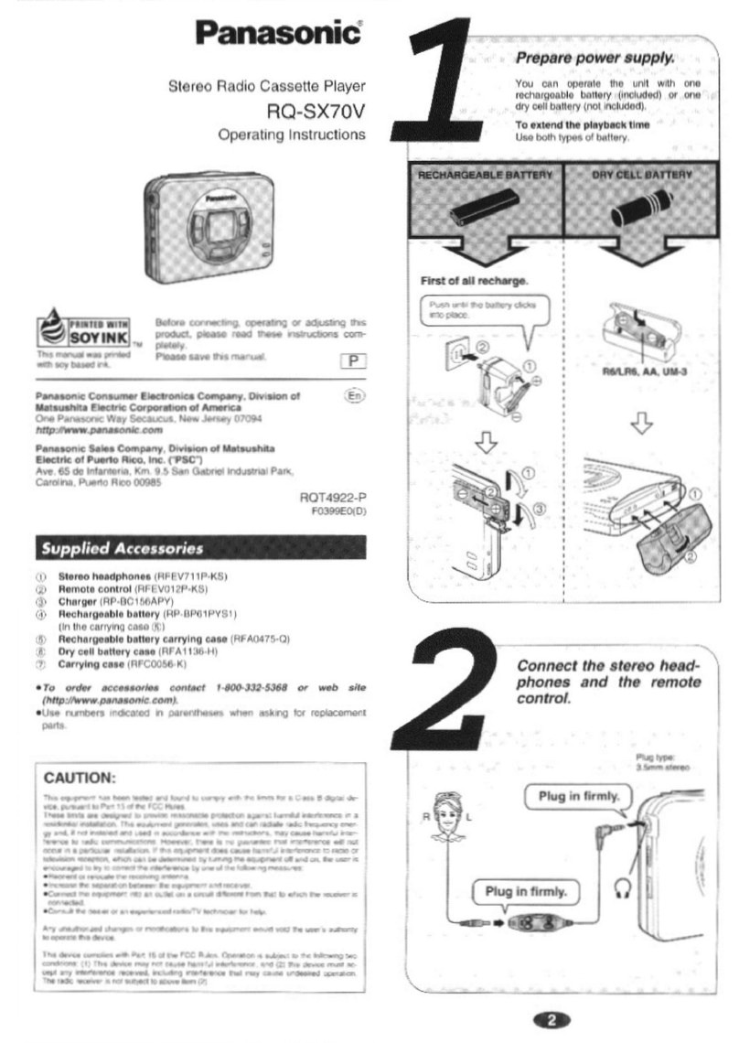 Panasonic RQ-SX70V operating instructions