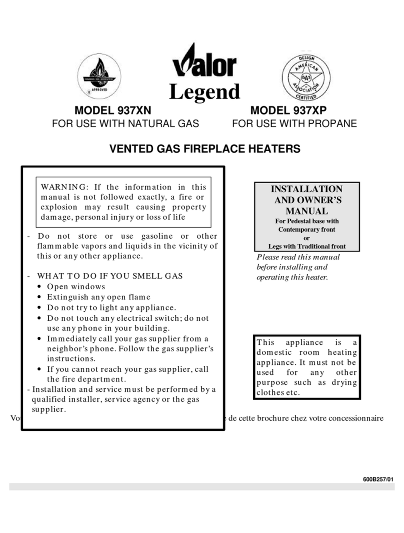 Valor Legend 937XN Installation and owner's manual