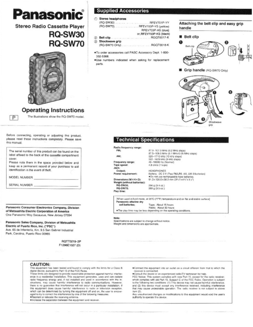Panasonic RQ-SW30 User manual