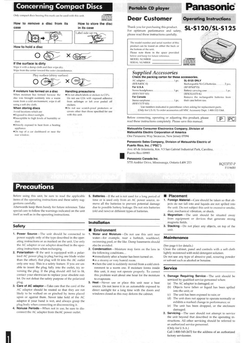 Panasonic SL-S120 operating instructions