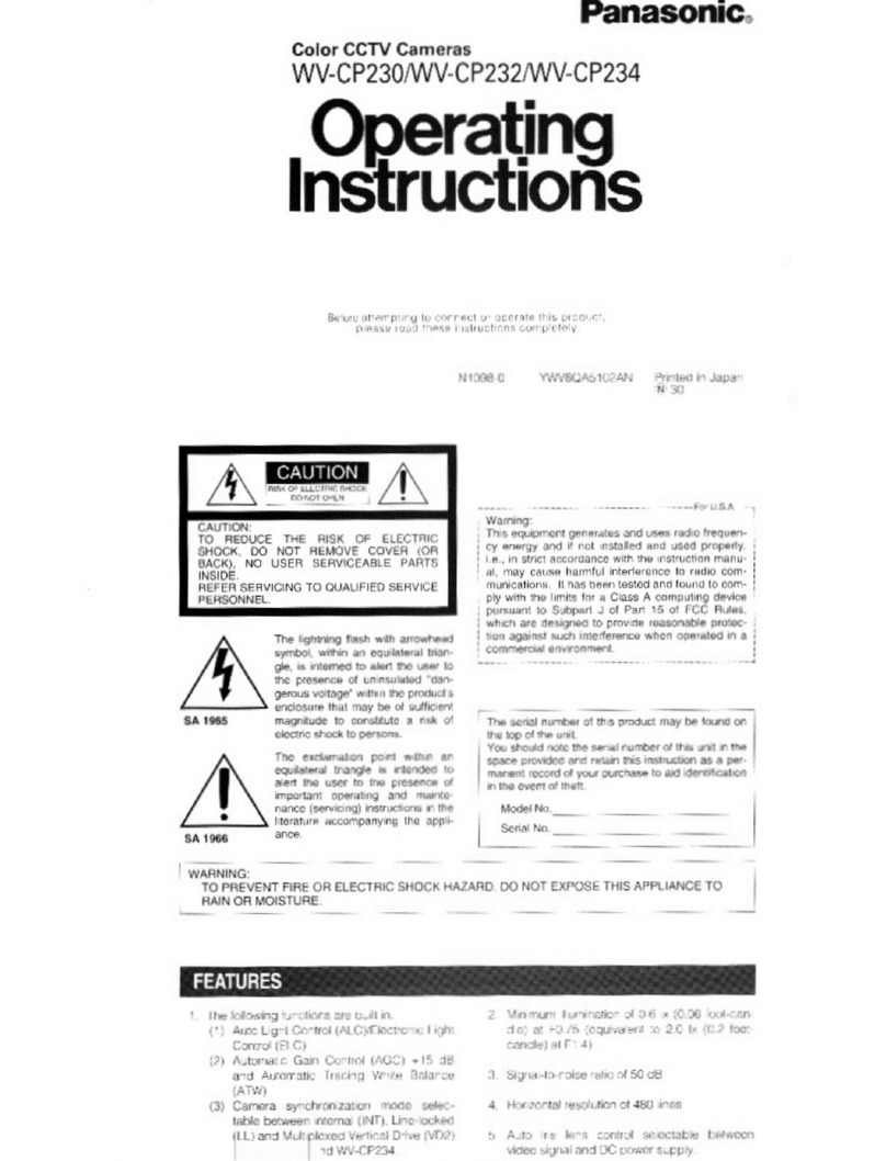 Panasonic WVCP230 - CCD 120V operating instructions