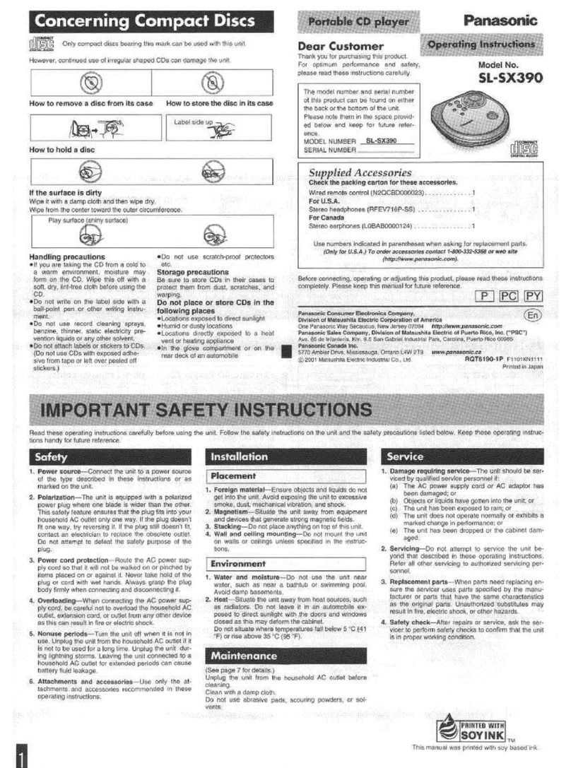 Panasonic SL-SX390 operating instructions Panasonic SL-SX390 operating instructions