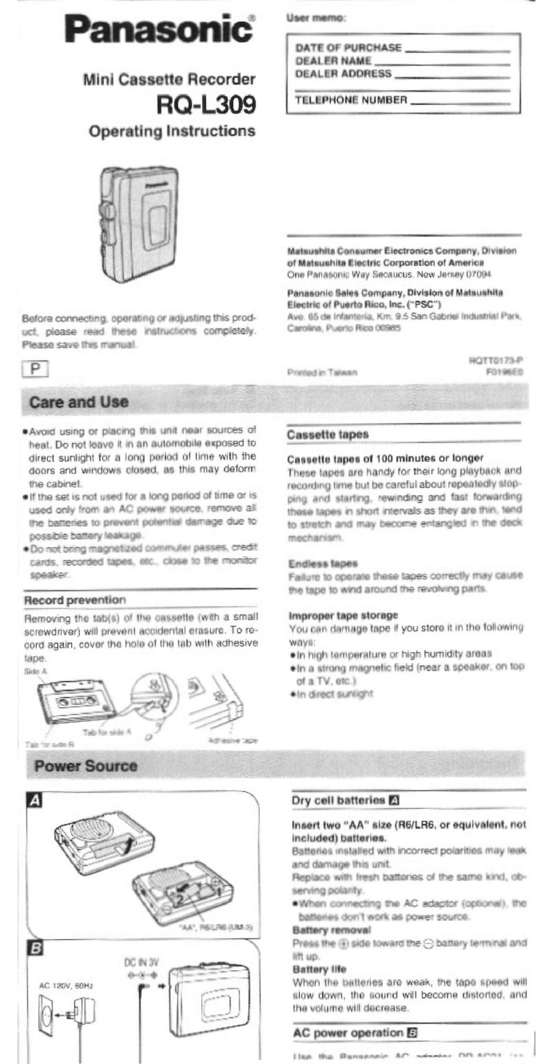 Panasonic RQ-L309 User manual