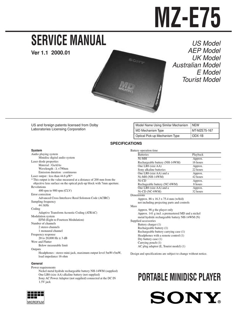 Sony MD Walkman MZ-E75 User manual