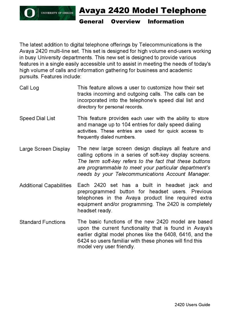 Avaya IP OFFICE 2420 Quick reference guide
