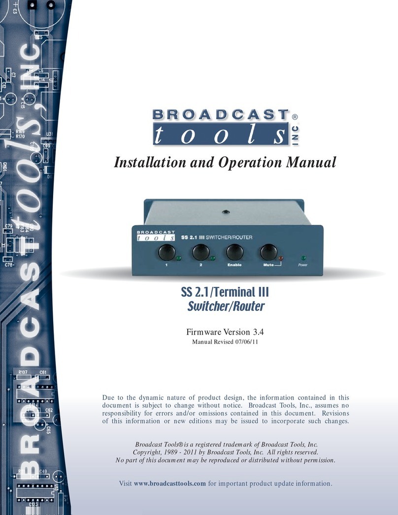 Broadcast Tools SS 2.1/Terminal III Installation and operation manual Broadcast Tools SS 2.1/Terminal III Installation and operation manual