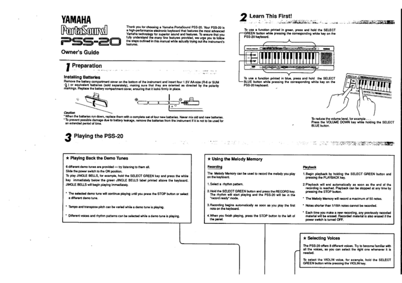 Yamaha PortaSound PSS-20 User manual