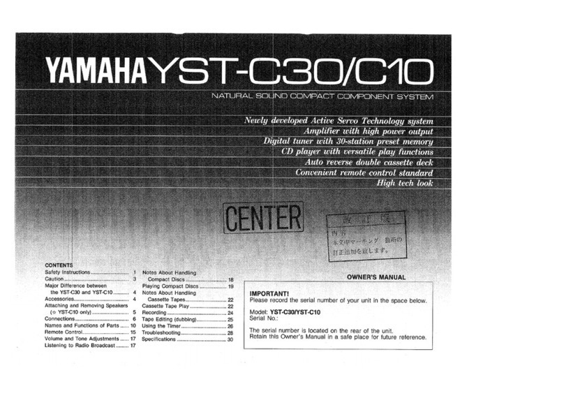 Yamaha YST-C30 owner's manual