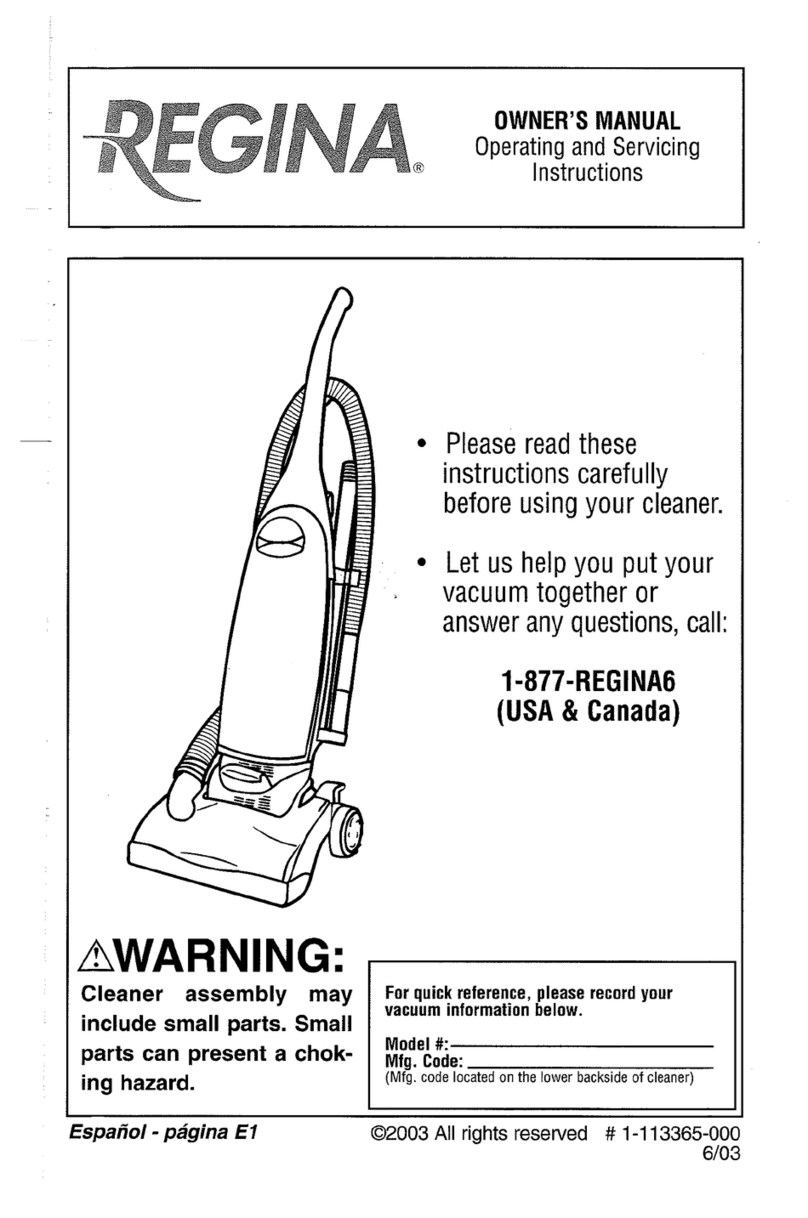 Regina 1-877-REGINA6 owner's manual