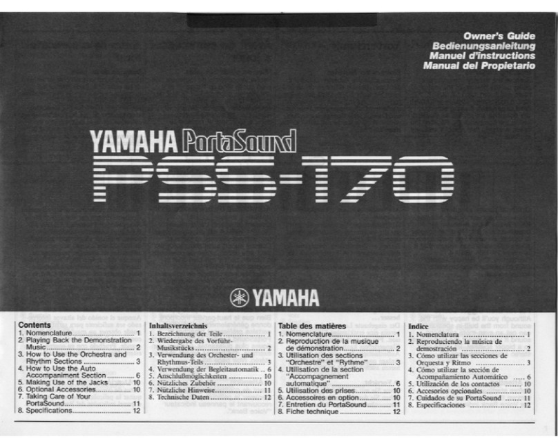 Yamaha PortaSound pss-170 owner's guide