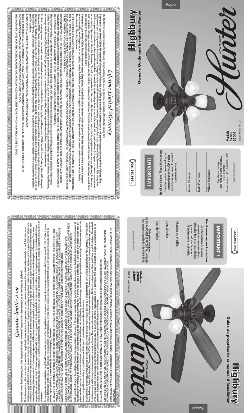 Hunter Highbury 52008 Instruction manual