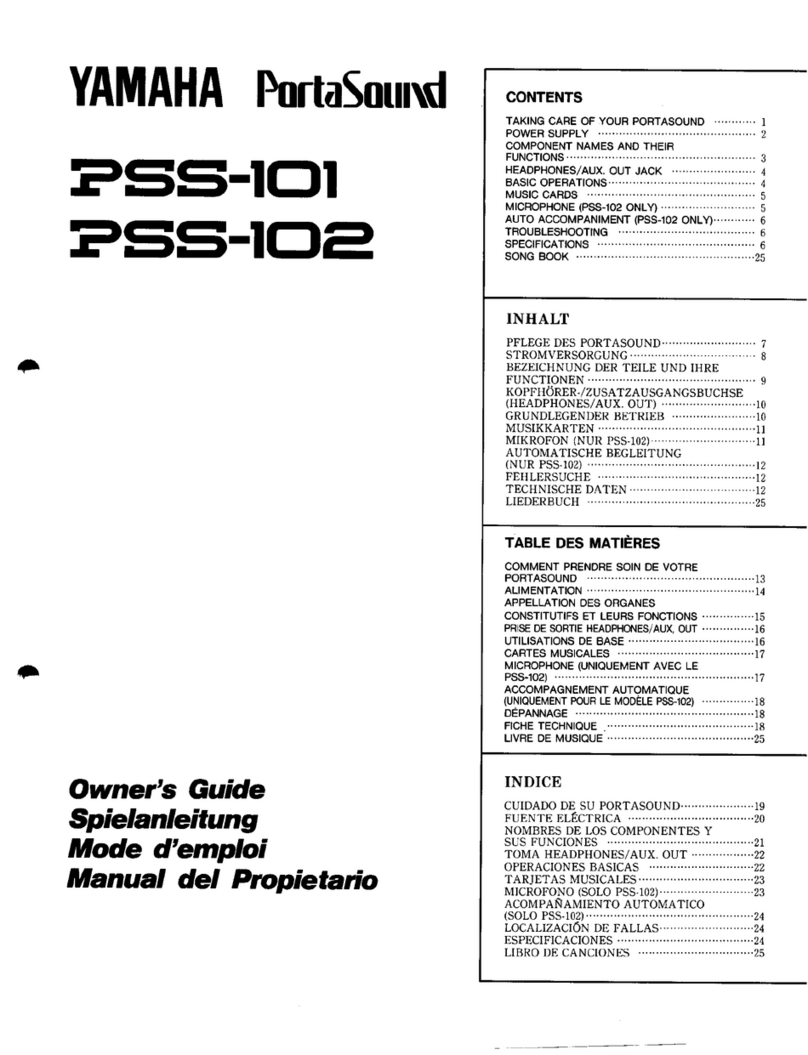 Yamaha PortaSound PSS-101 owner's guide