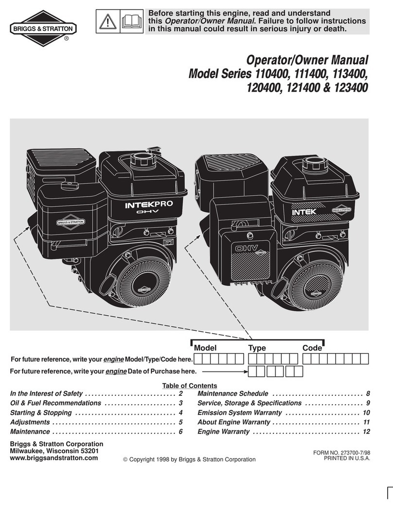 Briggs & Stratton 110400 Operator owner's manual