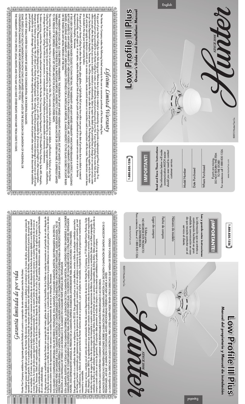 Hunter Low Profile III Plus Instruction manual