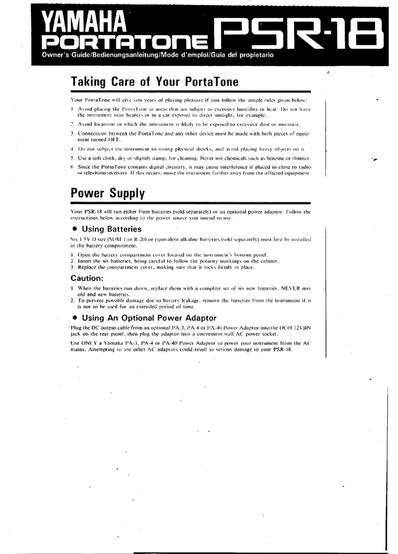 Yamaha Portatone PSR-18 User manual