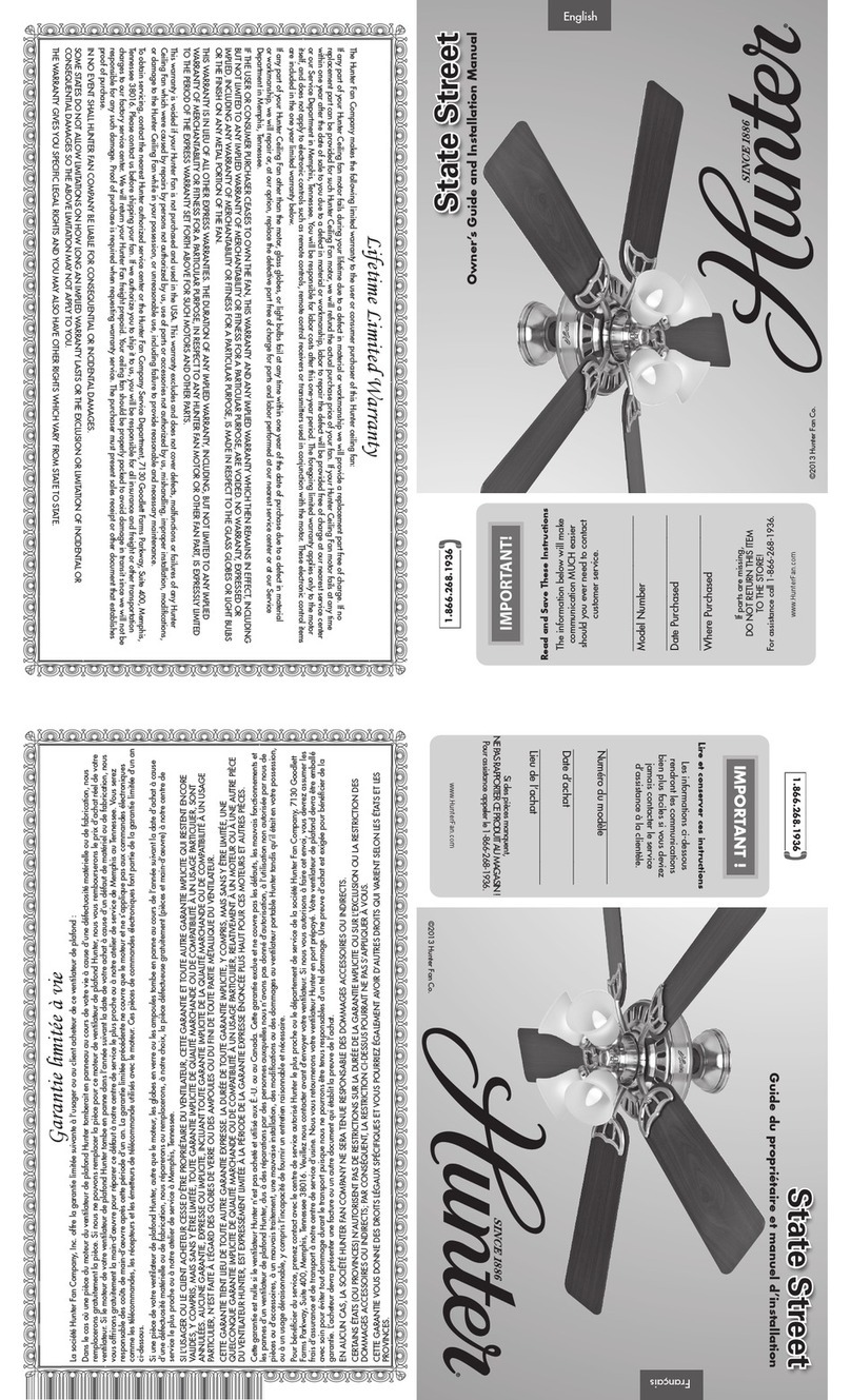 Hunter State Street Instruction manual Hunter State Street Instruction manual