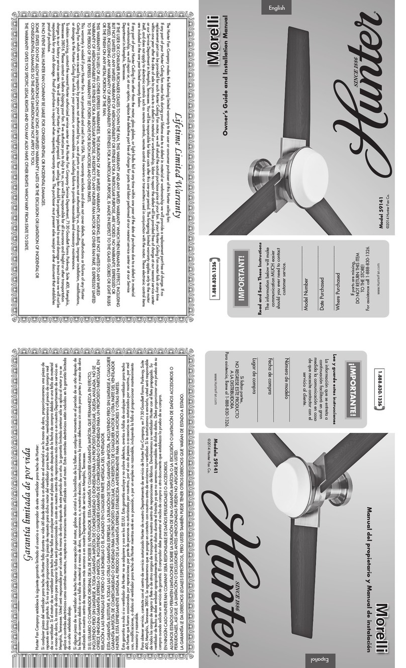Hunter Morelli 59141 Instruction manual