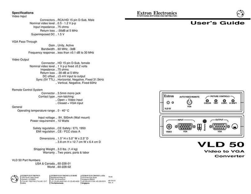 Extron electronics VLD 50 User manual
