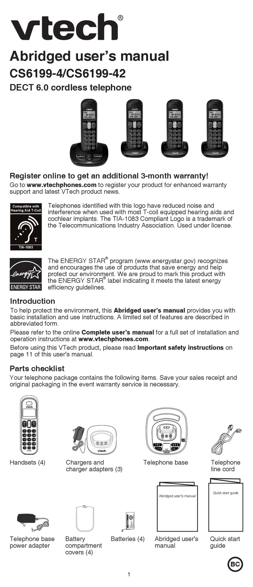 V-tech CS6199-4 User manual