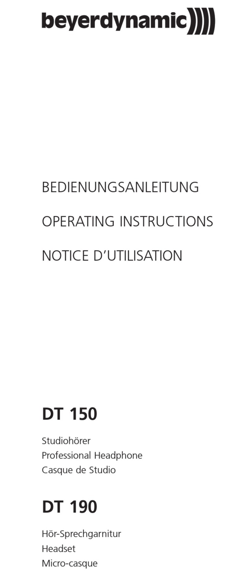 Beyerdynamic DT 190 User manual